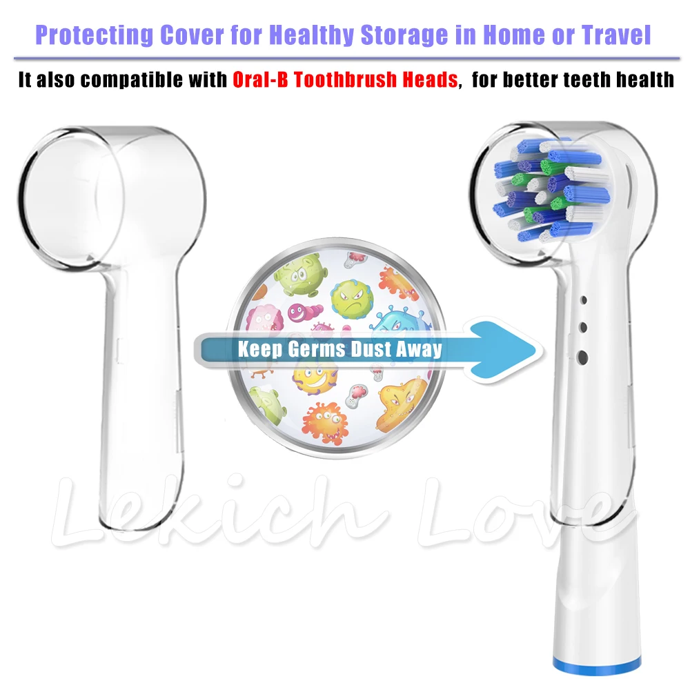 4 Pcs Toothbrush Heads for Oral B Toothbrush with 4 Pcs Toothbrush Head Covers Fit for Oral B Cross Action Toothbrush Heads