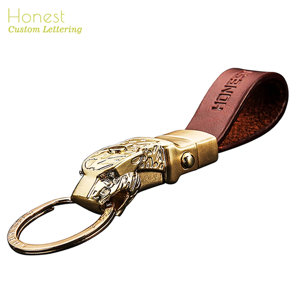 Honest Men Women Car Key Chain High-Grade LED Lighting Custom Engraved Keychains Leather Rope Jewelry Key Ring Holder Best Gift