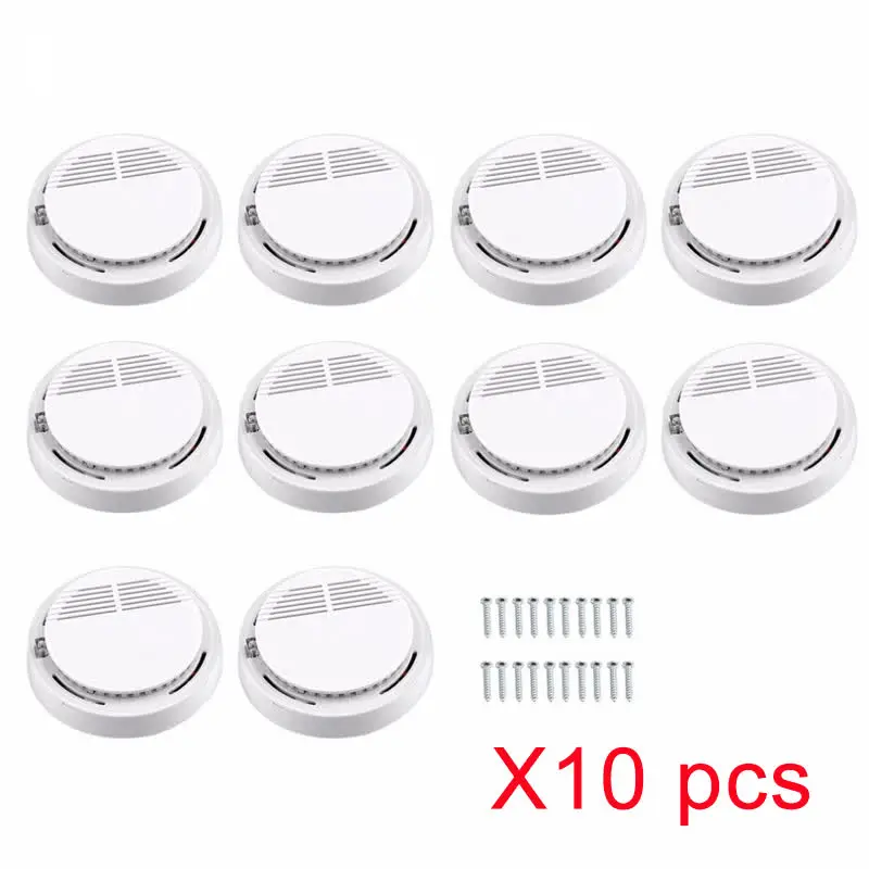 10PCS High Sensitive Fire Protection Smoke Detector Work Independent Type Alarm Home Warehouse Office Security Alarm