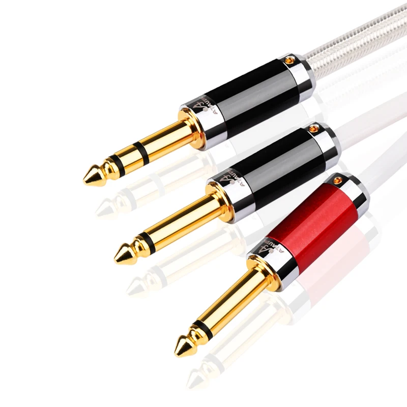 Cavo Hifi Stereo da 6.35mm a doppio 6.5mm cavo Hi-End da 6.35mm a 2x6.35mm Mono spina per microfono Mixer amplificatore