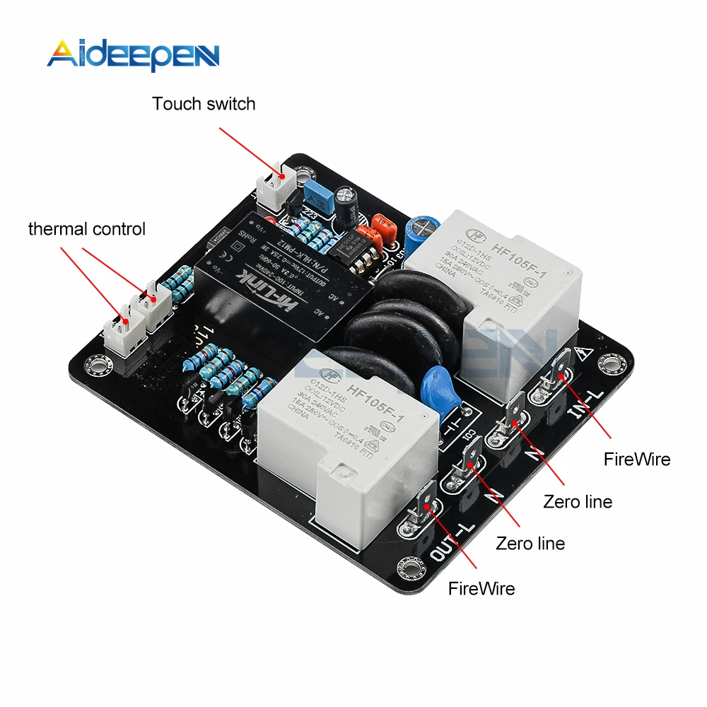 AC 105-235V 2000W Amplifier Switch High Power Supply Soft Start Board Light Touch Double Temperature Control Switch 110V 220V