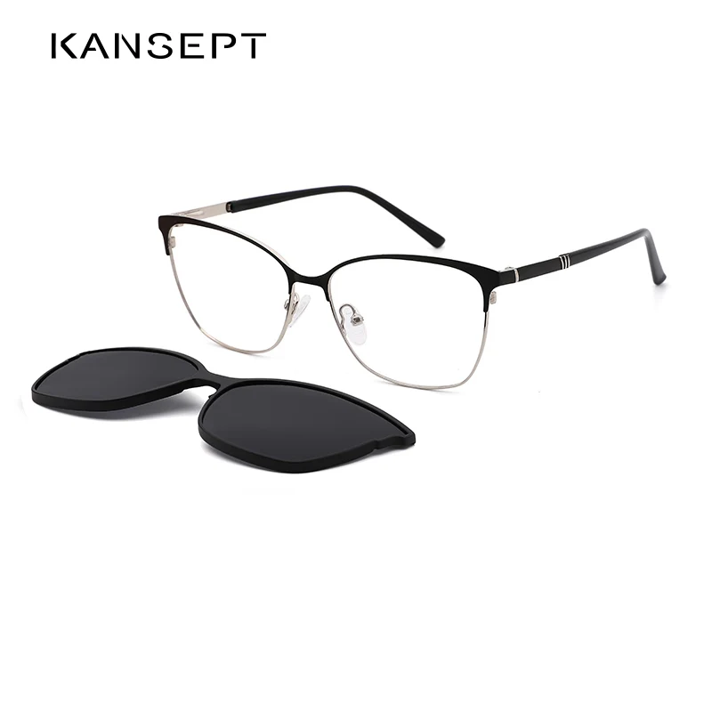 

KANSEPT Men Metal Clip On Glasses Magnet Sunglasses Women Polarized Optical Prescription Spectacle Frame 2 In 1 Magnet DP33108