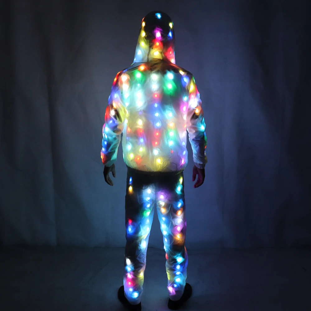 Colorful Led Luminous Costume Clothes Dancing LED Growing Lighting Robot Suits Clothing with Pants Couple Set Event Party Suppli