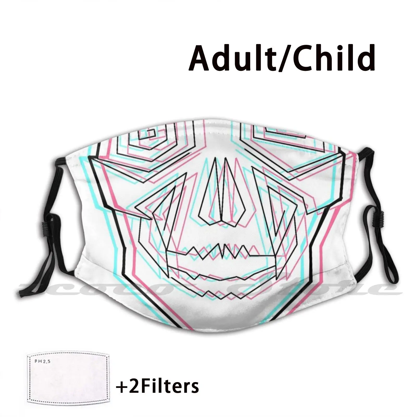 Lined Skull - Colour Mask Cloth Washable Diy Filter Pm2.5 Adult Kids Lines