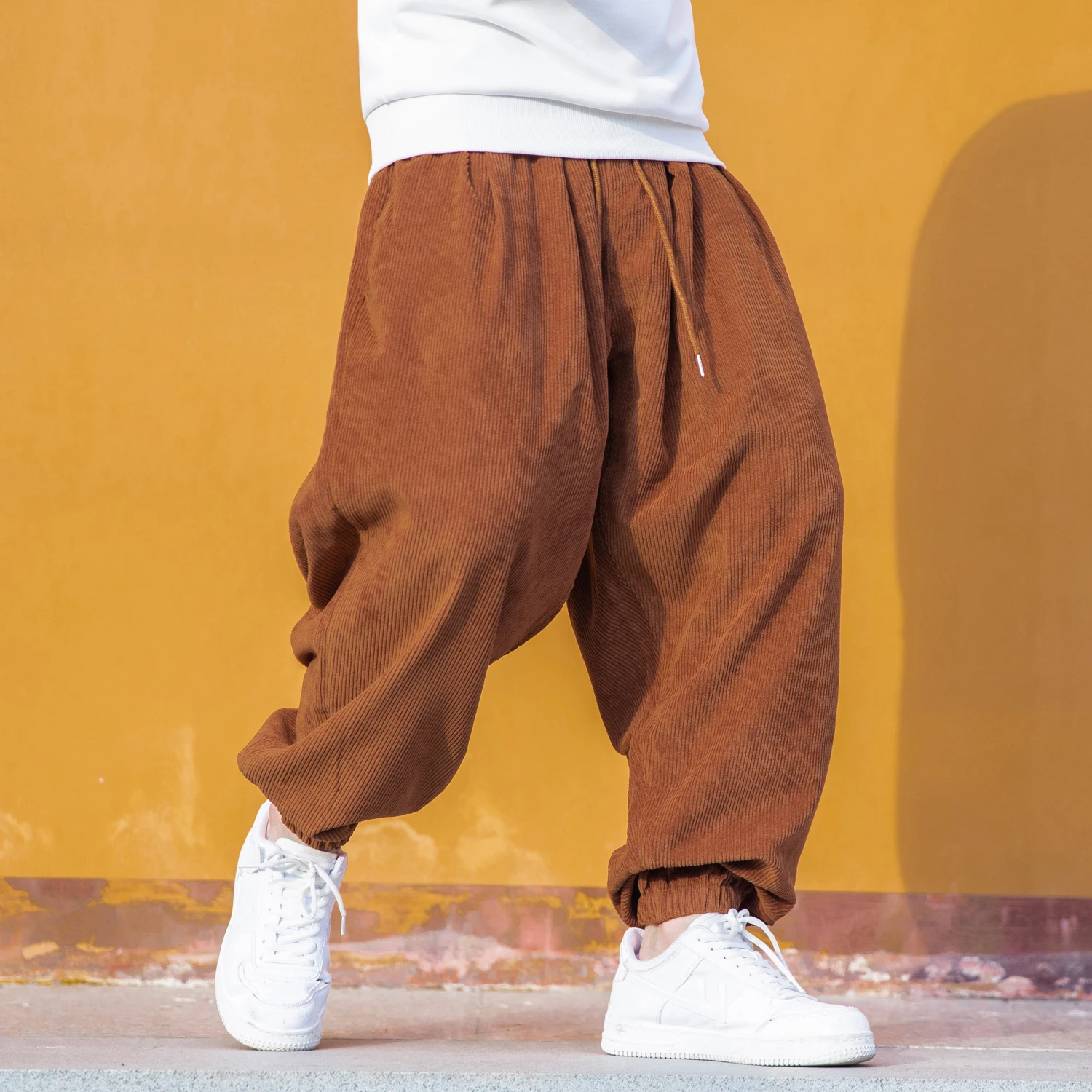 Chinese Style Loose Plus Size Corduroy Pants Spring Autumn Japanese Streetwear Baggy Pants Harajuku Jogging Fashion Trousers Men