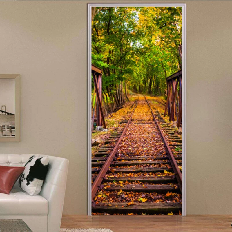 Self-adhesive still life landscape art door sticker home decoration door cover wall stickers mural porch wallpaper poster