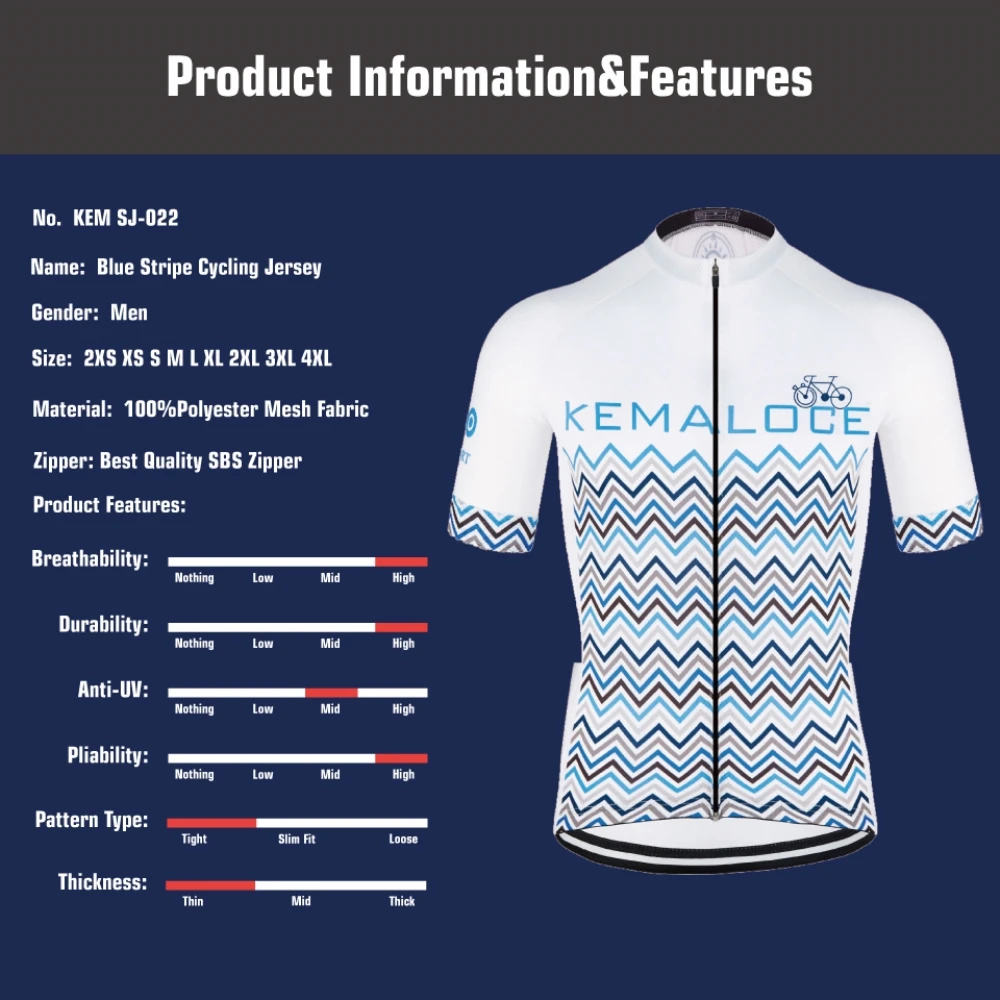 KEMALOCE Bike Jersey Classical Team Breathable Coolmax White Dry Fit Cycle Shirt Top Short Sleeve Race Bike Wear Uniforms