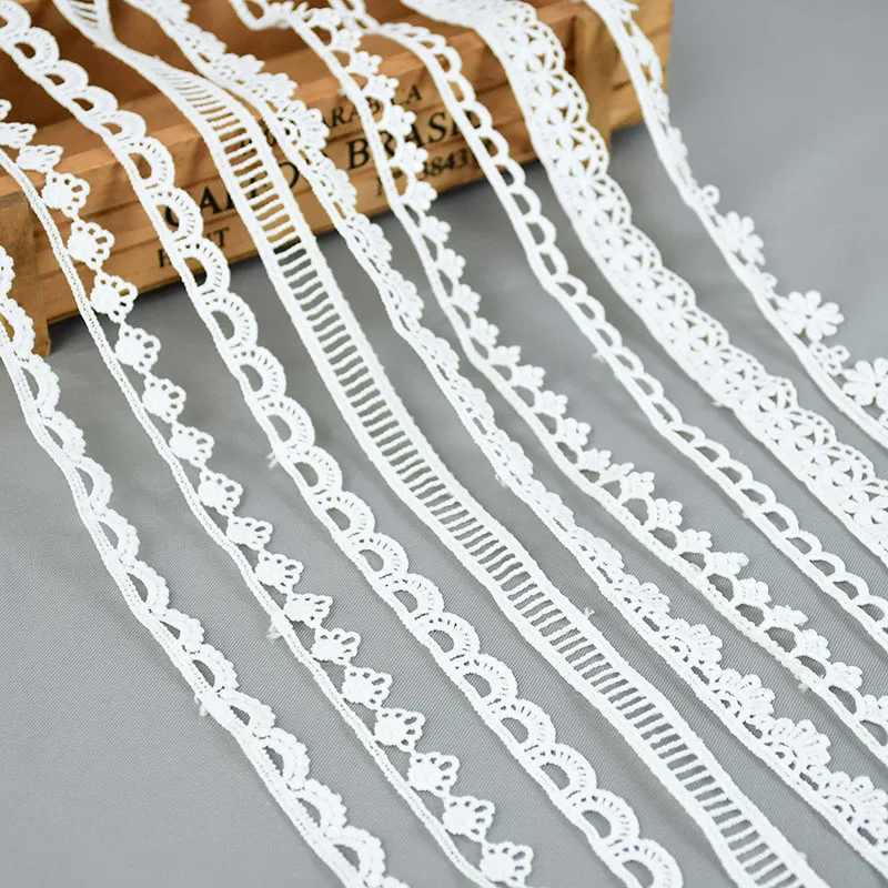 5Yards qualité blanc dentelle ruban ruban 10-40mm dentelle garniture bricolage brodé à la main vêtements couture dentelle tissu ruban artisanat