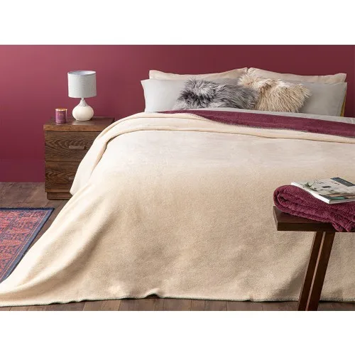 English Home Plain Cotton Double Bed Blanket 200x220 cm cm Beige-Purple