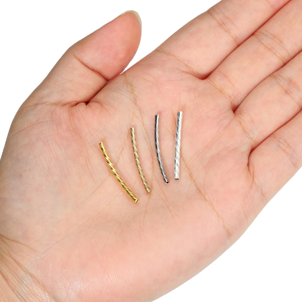 100 sztuk w paski miedziana zakrzywiona rurka koraliki dystansowe złącze do bransoletki DIY komponenty do wyrobu biżuterii akcesoria naszyjnikowe 25-30mm — zdjęcie 6