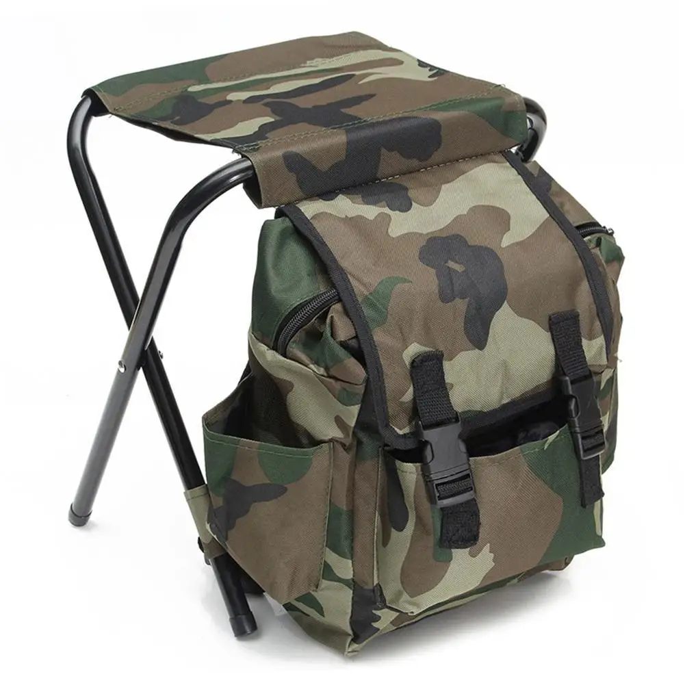 2 in 1Camouflage Outdoor Chair Bag Fishing Backpack Chair Stool Convenient Wear-resistant for Outdoor Hunting Climbing Equipment