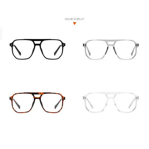 Imagen 2 del producto Gafas de doble haz TR90 con bloqueo de luz azul, anteojos para miopía Unisex, montura grande, gafas graduadas de polígono 0-0,5-0,75 To-6,0