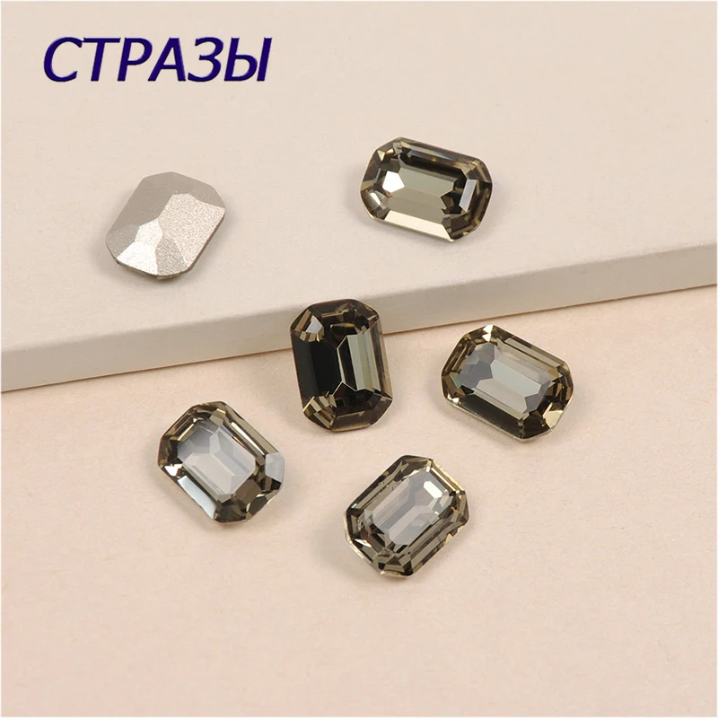 

Black Diamond octagonal shape pointback crystal strass glass Sew On rhinestones for clothing shoes bags Accessories