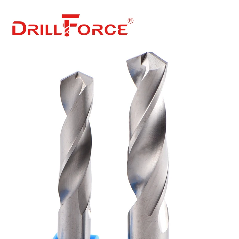 Drillforce 1Pc 14Mm-25Mm Vhm Boor, Ongecoat (Heldere) Afwerking, ronde Schacht, Spiraal Fluit Twist Boor Voor Metalen