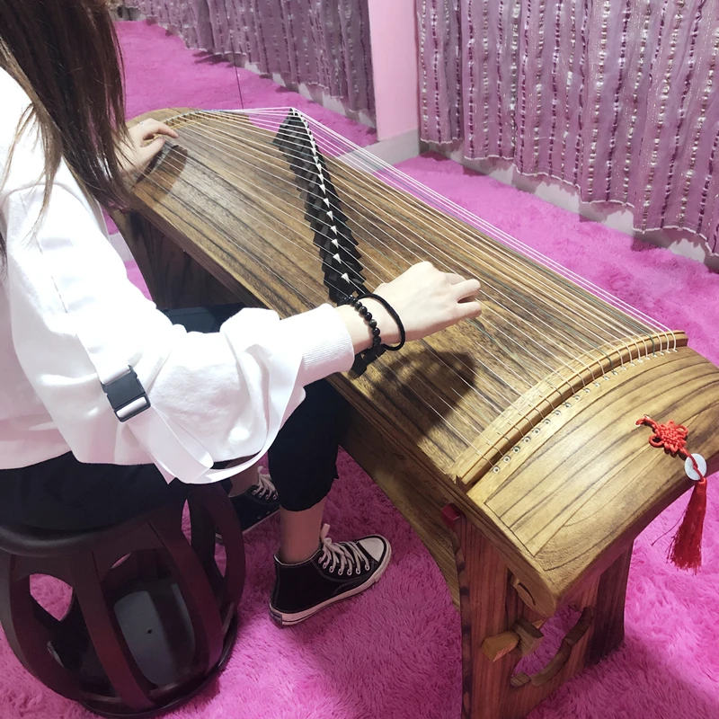 Mini Guzheng Portable Half-Zheng 21 Strings Zither Adult Children Playing Examination Finger Training Musical Instrument