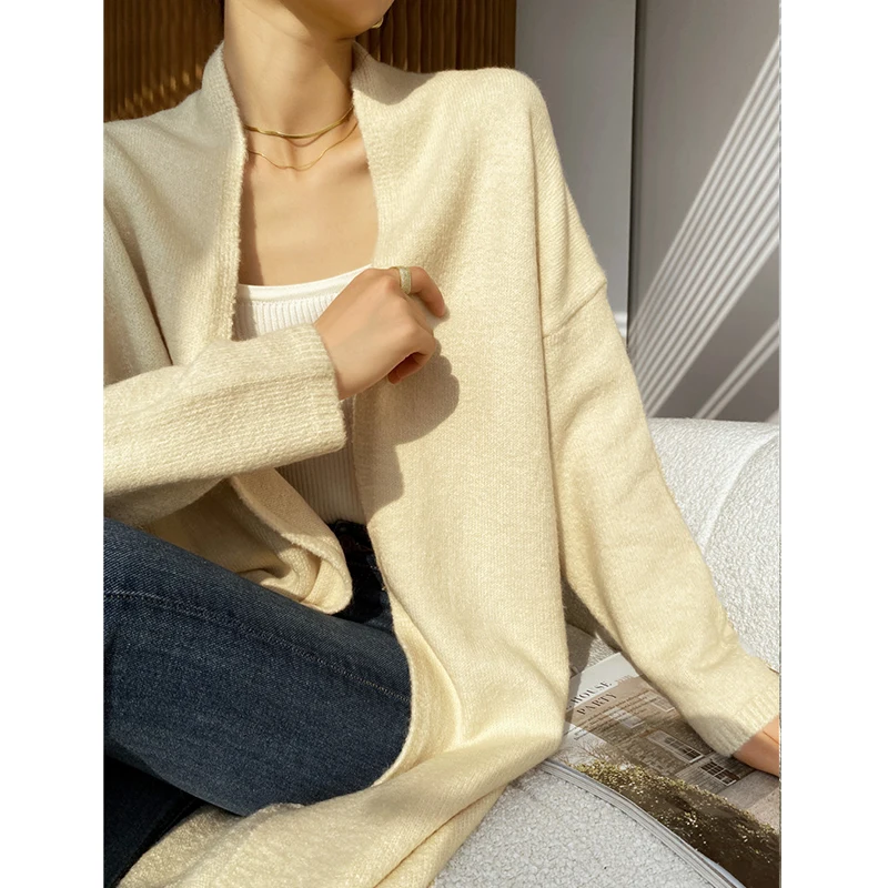 [ZAYAU]Knitted Lace Up Cardigan Coat women\'s New Autumn and Winter Wear Loose and Lazy Style Long Soft Fashion Sweater 2021