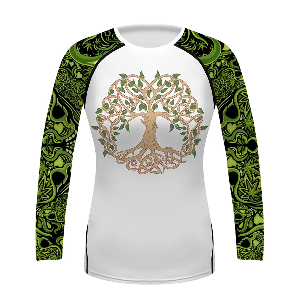 Women's Compression Activewear Tree of Life 3D Printed Stretch Lightweight Dry Fit Rash Guards for Cross Training Running Yoga