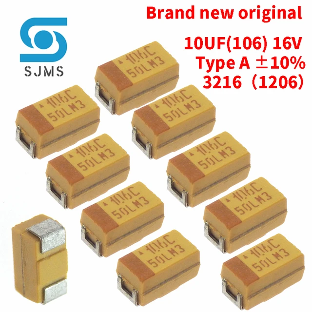 10/20/50 sztuk Brand new oryginalny SMD kondensator tantalowy 106K 10UF 16V ± 10% 106C typ A 3216 1206 pojemność wysokiej jakości