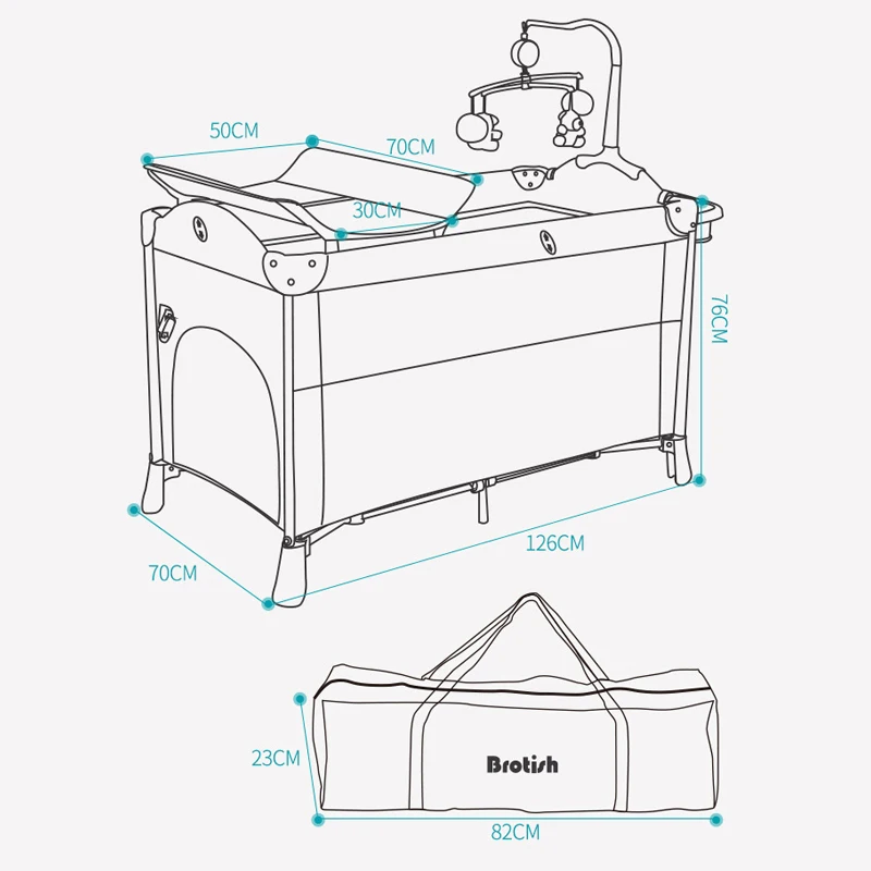 IMBABY-cama portátil para bebé, cuna con mesa de pañales, nido de dos pisos, corralito multifuncional