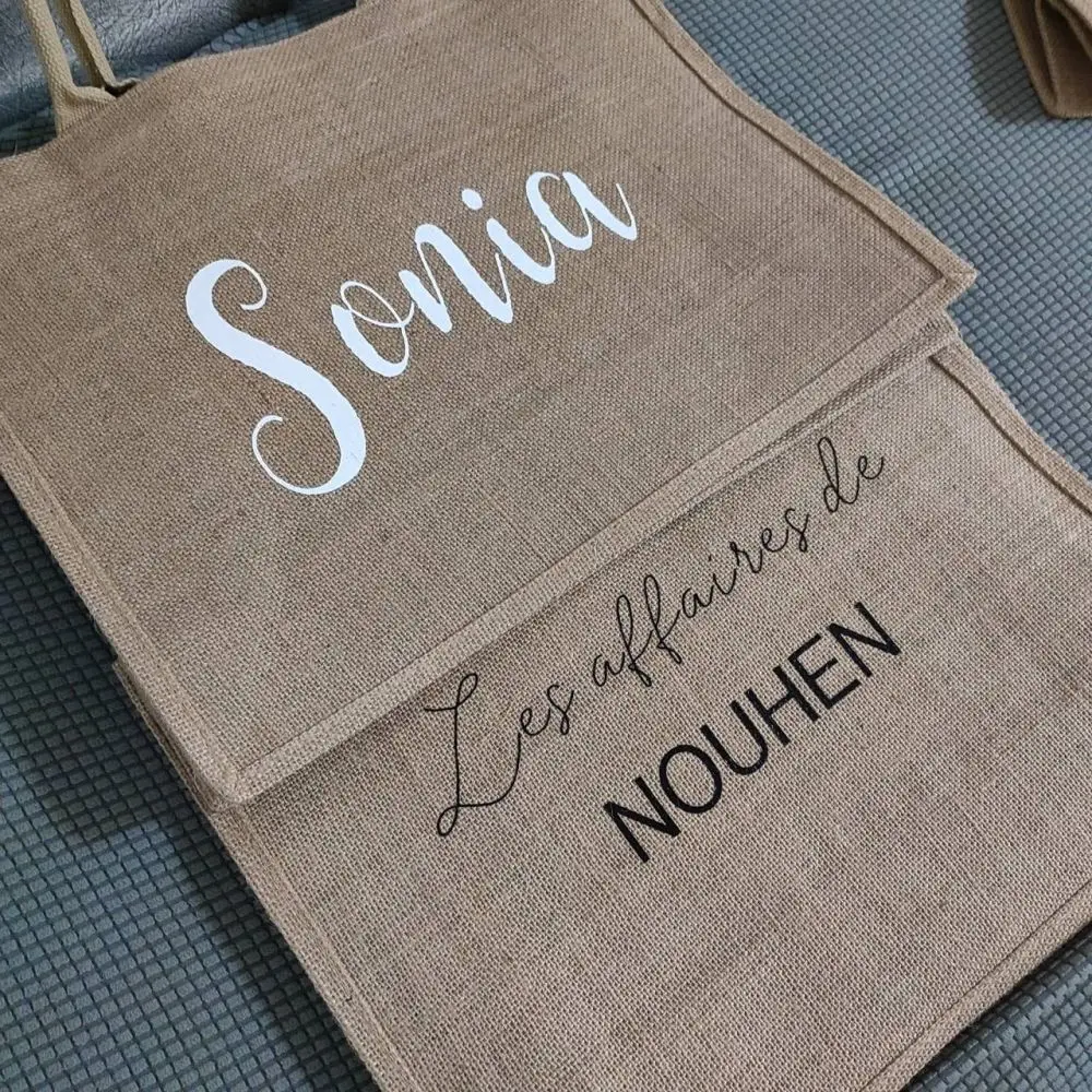 Borsa Tote in tela personalizzata borsa regalo damigella d\'onore borsa con nome personalizzato borsa in juta da spiaggia regalo bomboniera per lei