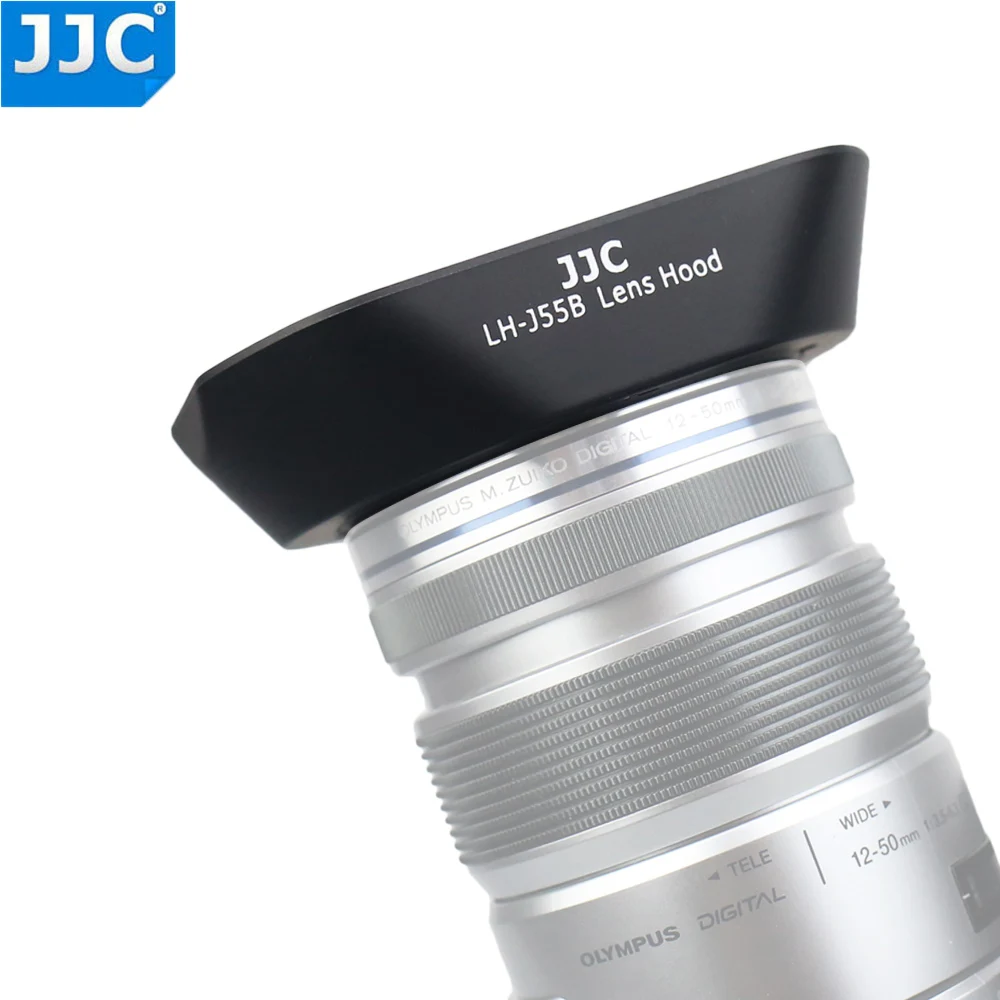 JJC Square Lens Hood Shade for Olympus M.ZUIKO DIGITAL ED 12-50mm 1:3.5-6.3 EZ Replace Olympus LH-55B Black