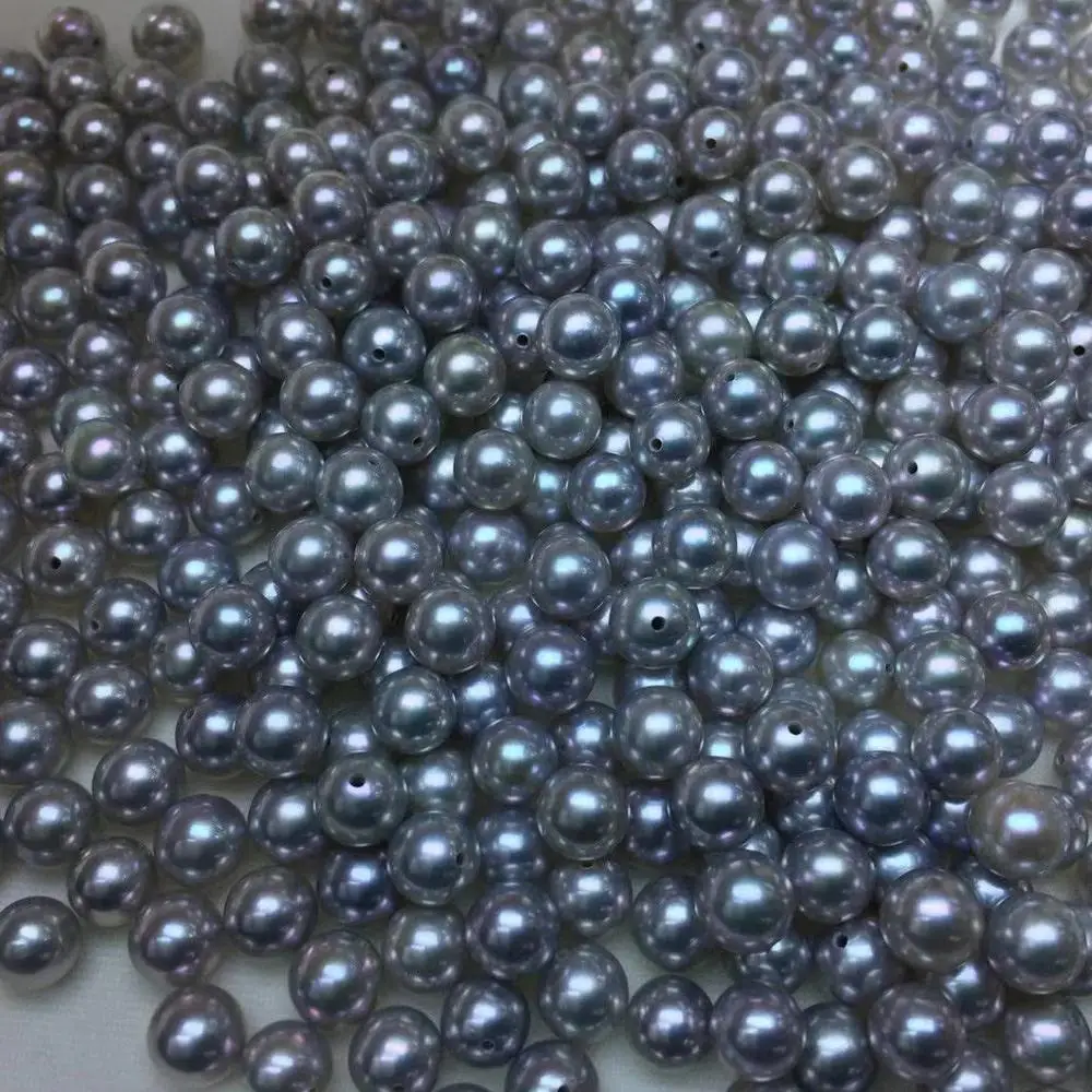 

MADALENA SARARA 7.5mm-8.0mm Saltwater Akoya Pearl Gray Perfectly Round Loose Pearl Bead For DIY Women Jewelry Making