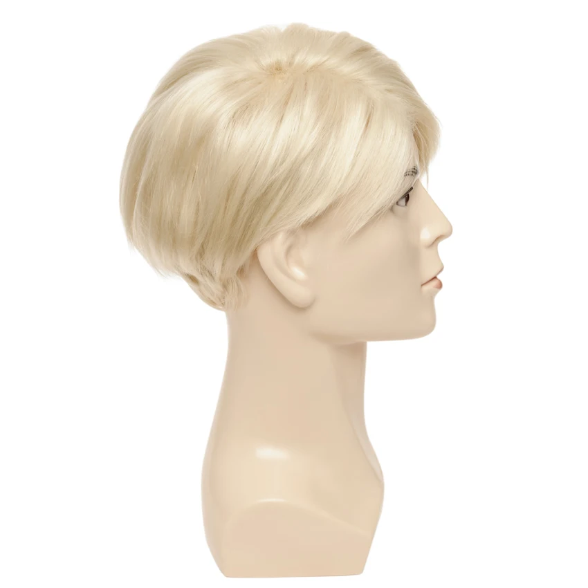 Gres Short Blonde Wigs Men Synthetic Wig Male Straight Side Parting High Temperature Fiber