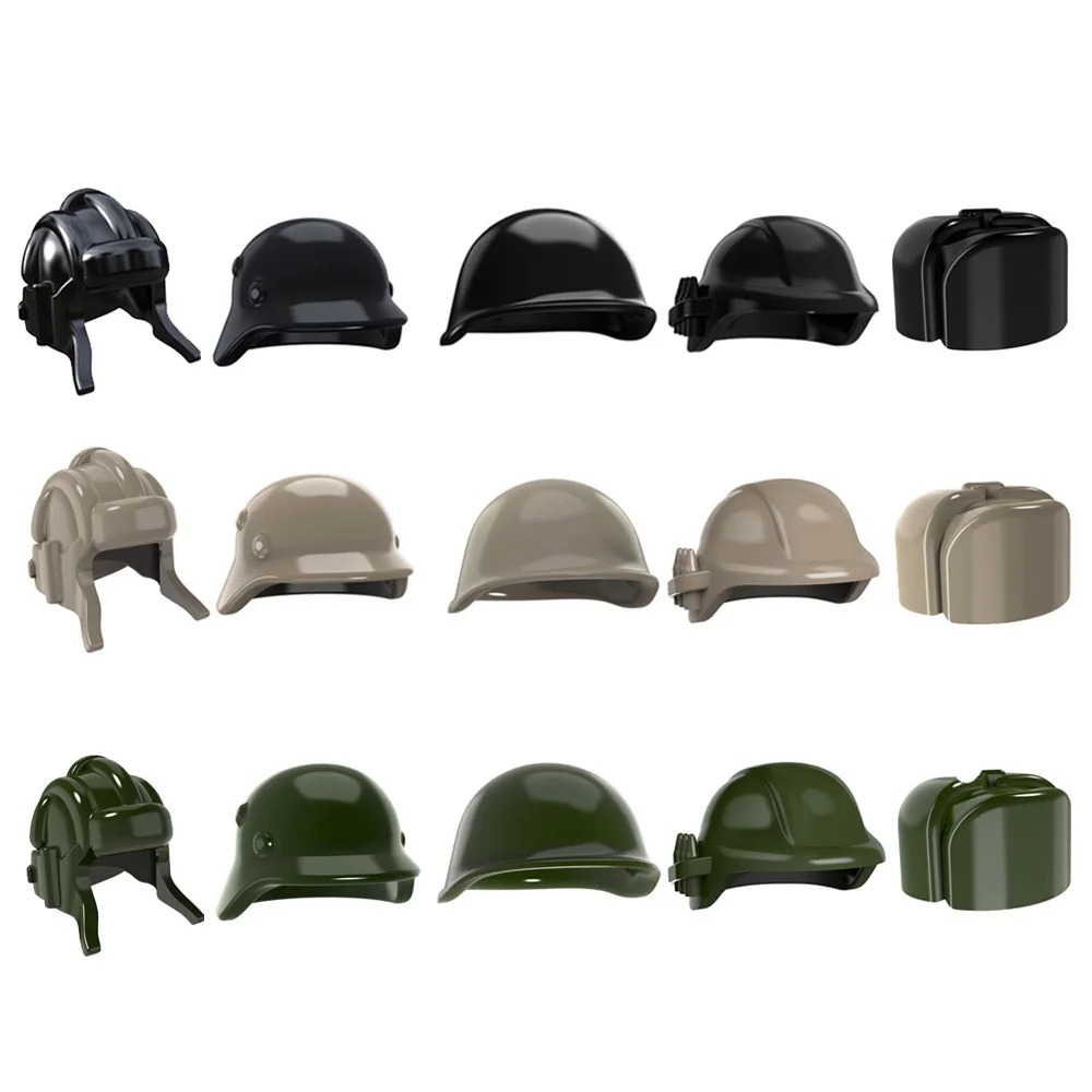 10 WW2 Military Hats Building Blocks Army Helmets MOC Soldiers Helmets Accessories DIY Bricks