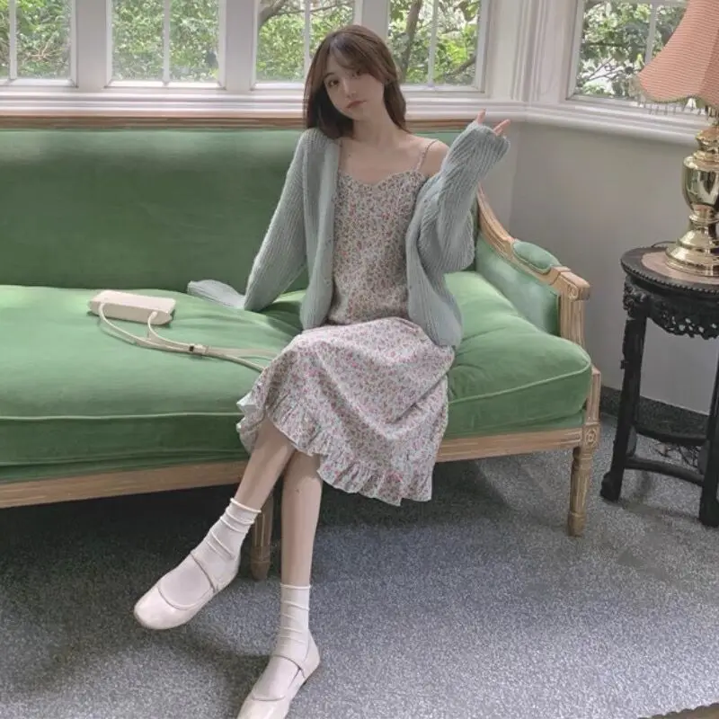 Abito da donna vintage casual vestito estivo femminile estivo Boho sexy floreale albero commestibile fungo sottile tutto-fiammifero alla moda stile coreano a-line