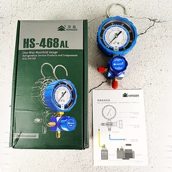 Single Meter With Valve Low Pressure High Pressure Pressure Gauge R32 R410 Manifold For Car Air Conditioning HS-468AL HS-468AH