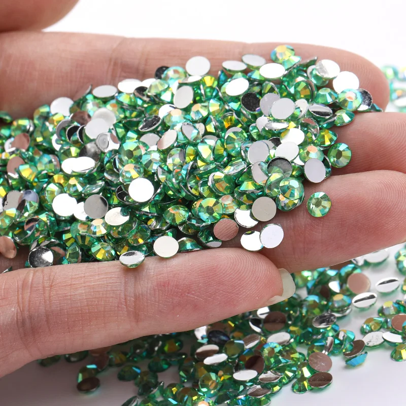 Green Acrylic Rhinestones For Nails Diamonds Stone Bulk Shiny Resin Strass No Hotfix Ab Crystal Diy Handicraft Accessories