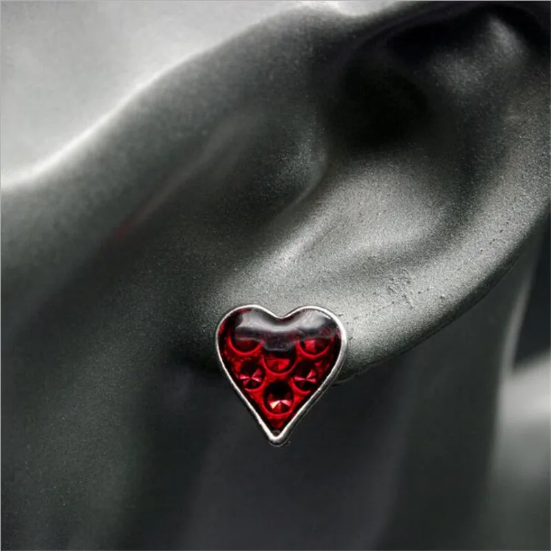 Women Jewelry Set Red Heart Rose Flower Necklace Ear Studs Sets Goth Jewelry Retro Choker Earring Halloween Xmas Gift