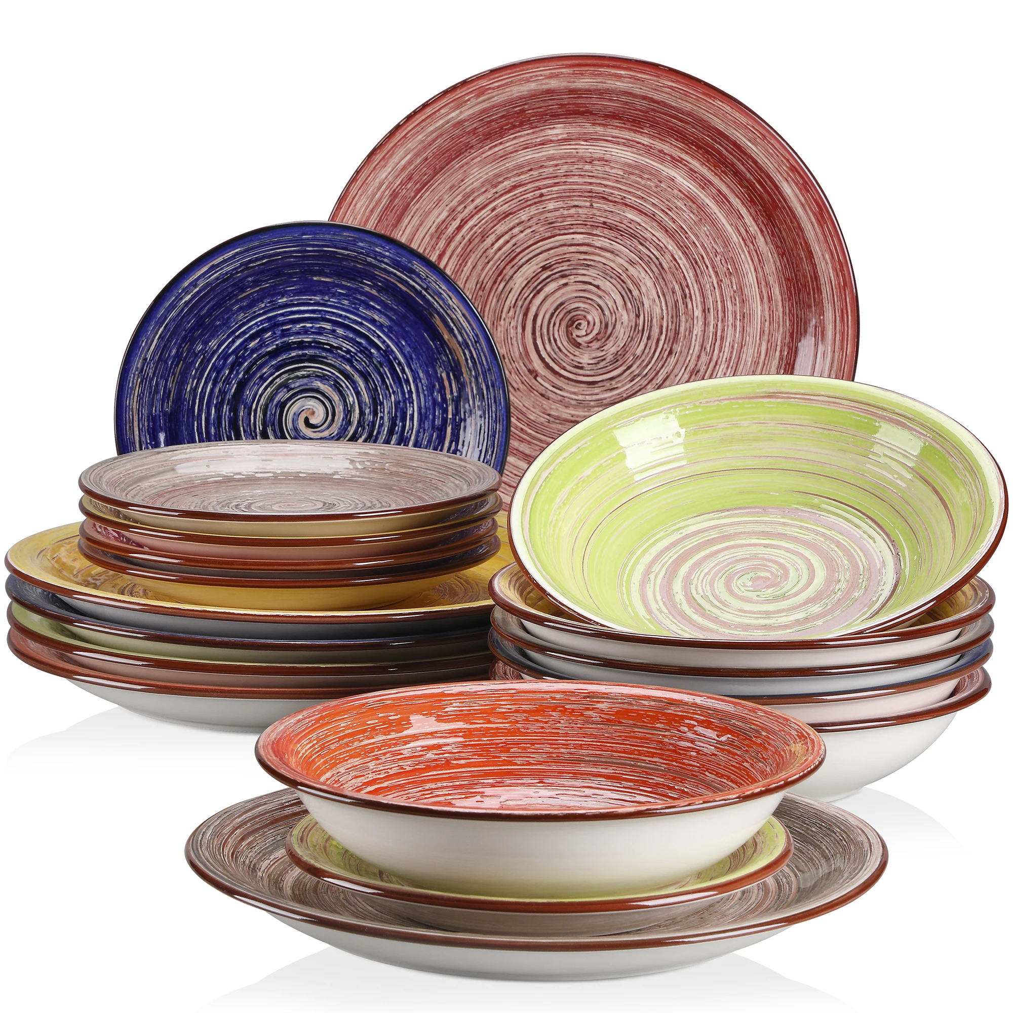 Vancasso ALBERO 18/36 Stück Steinzeug Geschirr Set Vintage Abendessen Platte in Shabby Chic Design Geschirr für 6/12 Menschen