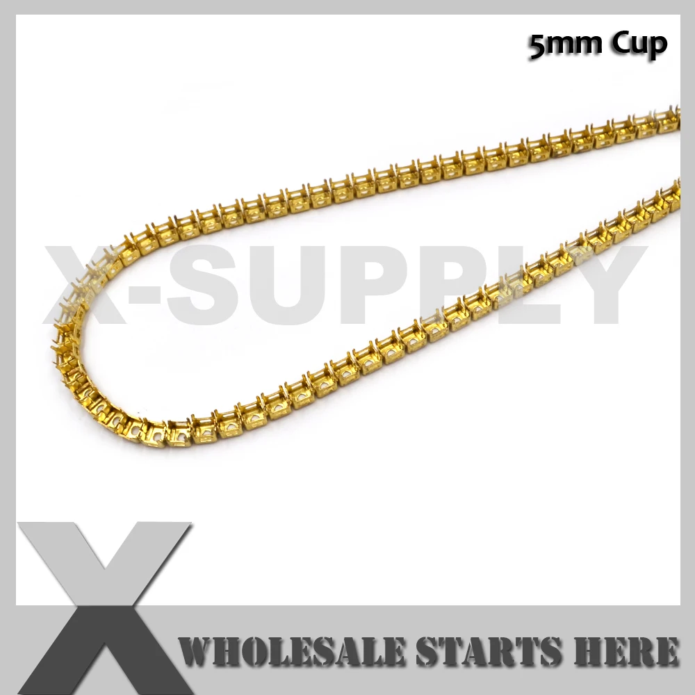 5mm Brass Dense Square Empty Cup Chains For Zircon Crystals,Empty Back With 4 Claws