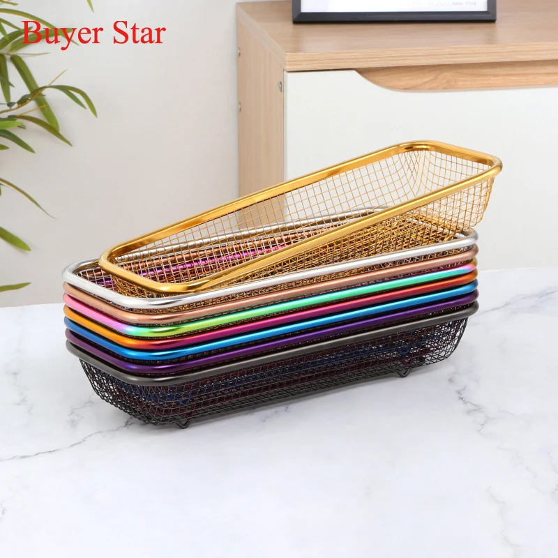 Stainless steel Cutlery Storage basket mesh chopsticks Holder Tableware Organizer Spoons Fork Storage Box Metal Container Rack