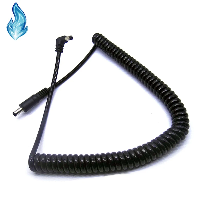 

200CM 5.5X2.1mm Male Right Angle to Stright Tips Fits Spring Extension Power Cable for Cameras / Monitors / Lamps / CCTV Produc