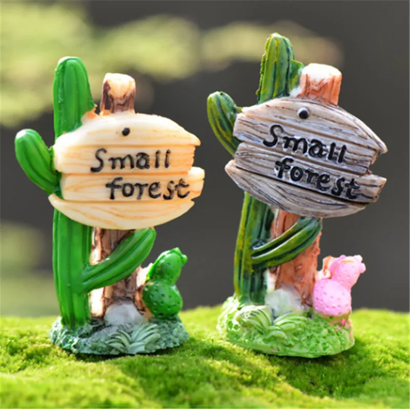 Mini Cactus street sign Fairy Garden Miniature Bonsai Decor Craft Decorative Figurines Micro Landscape Doll House Accessories
