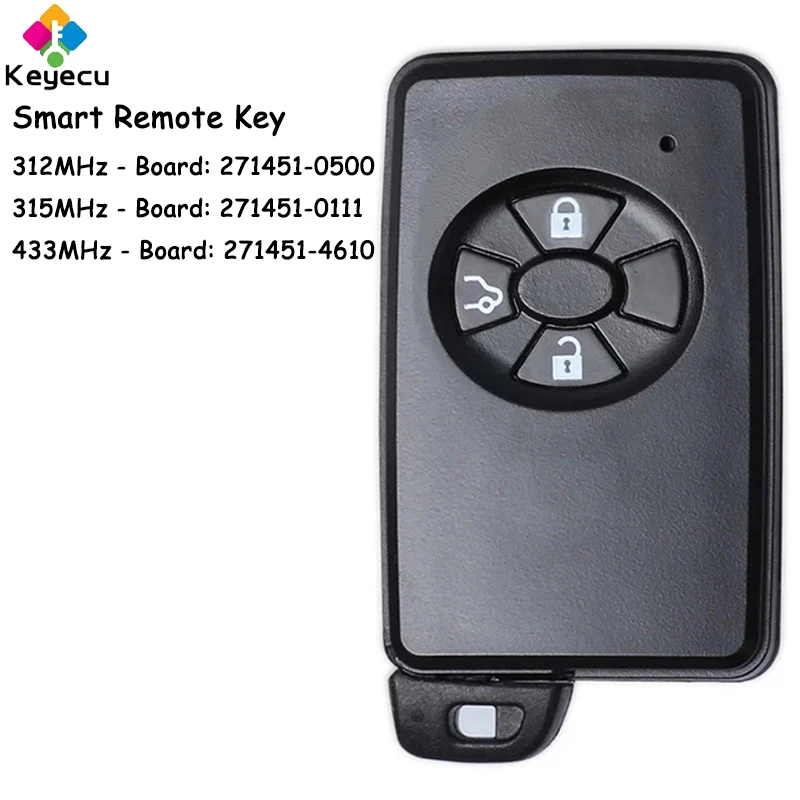 KEYECU Smart Remote Car Key With 3 Buttons for Toyota Corolla Mark Premio RAV4 Auris Board: 271451-0500 271451-0111 271451-4610