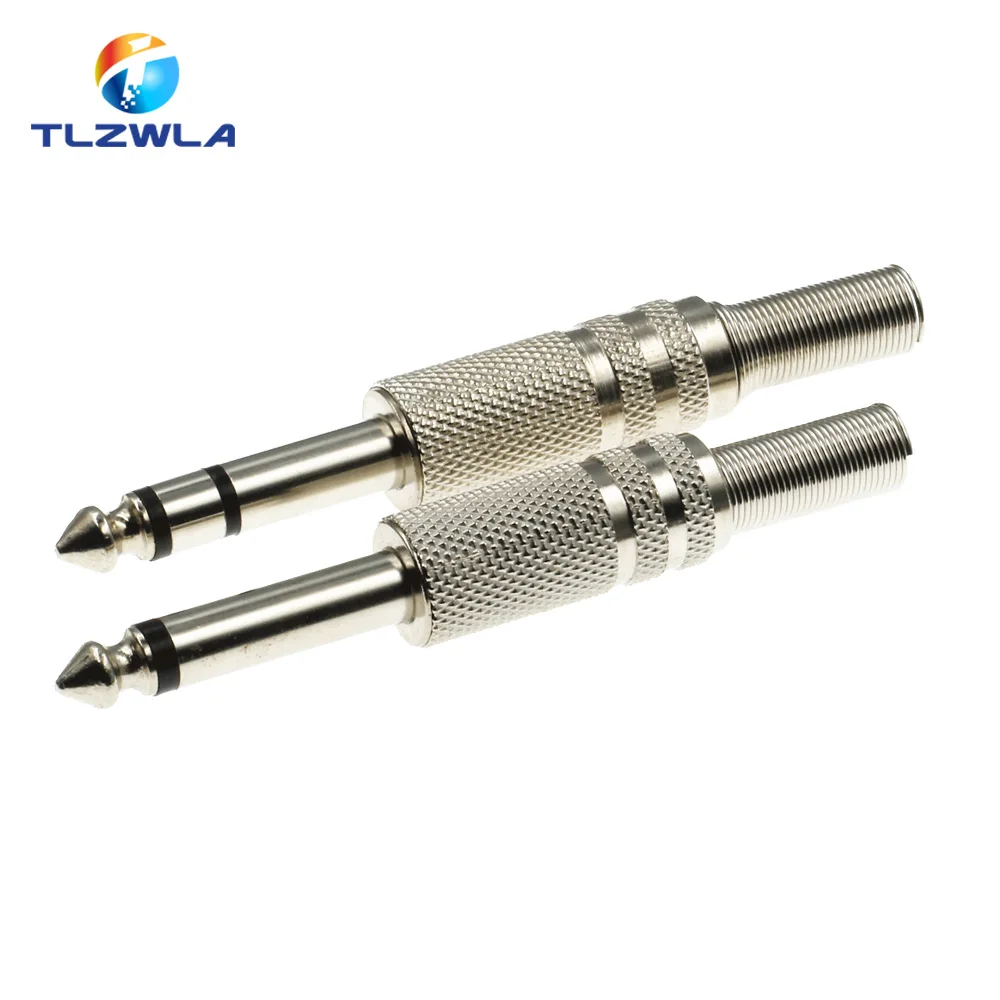 2PCS 6.35mm Dual Track 6.5mm Mono Amplifier Plug Metal Microphone jack plug-in Audio Connector for KTV