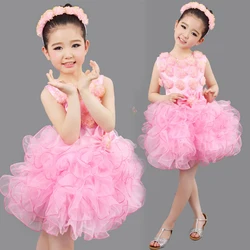 Fashion Cupcake Dress Baby Girl Clothes Summer Girl Lace Flower Ball Dress White Pink Fluffy Tutu Dress for Children