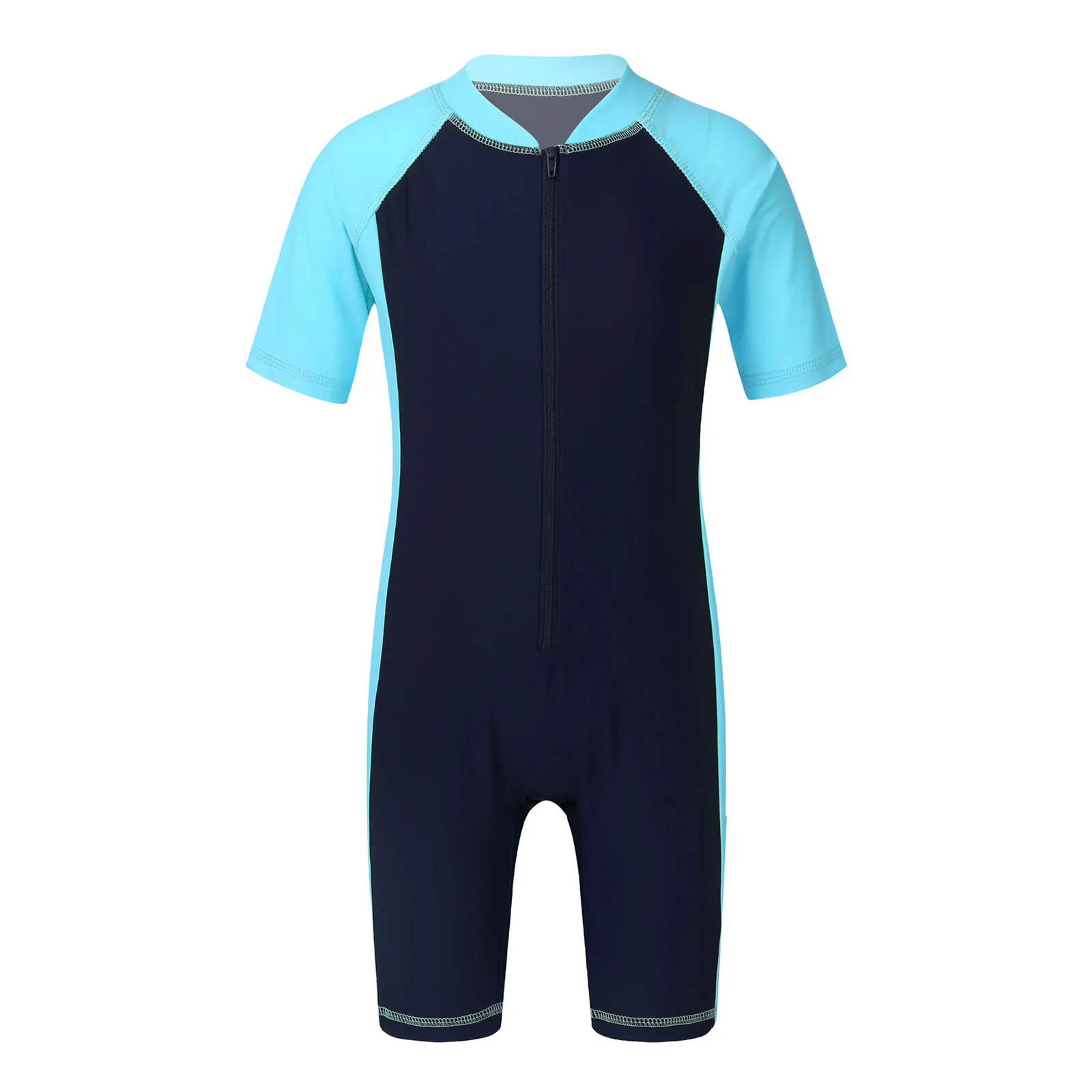 Kinder Jungen Mädchen Gymnastik Trikot einteilige kurze Ärmel Reiß verschluss Shorty Neopren anzug Bade bekleidung Badeanzug Ballett Trikot Overall