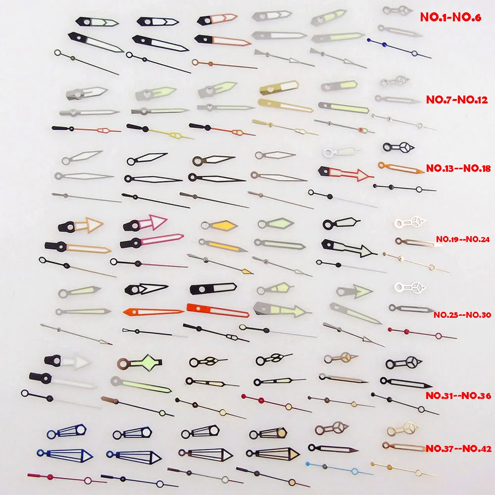 Juego de agujas de mano de reloj colorido de alta calidad, movimiento automático luminoso para NH35, NH36, 7s36, 7s25, 7s35, 6r15, 4r15, 4r35, 4r36