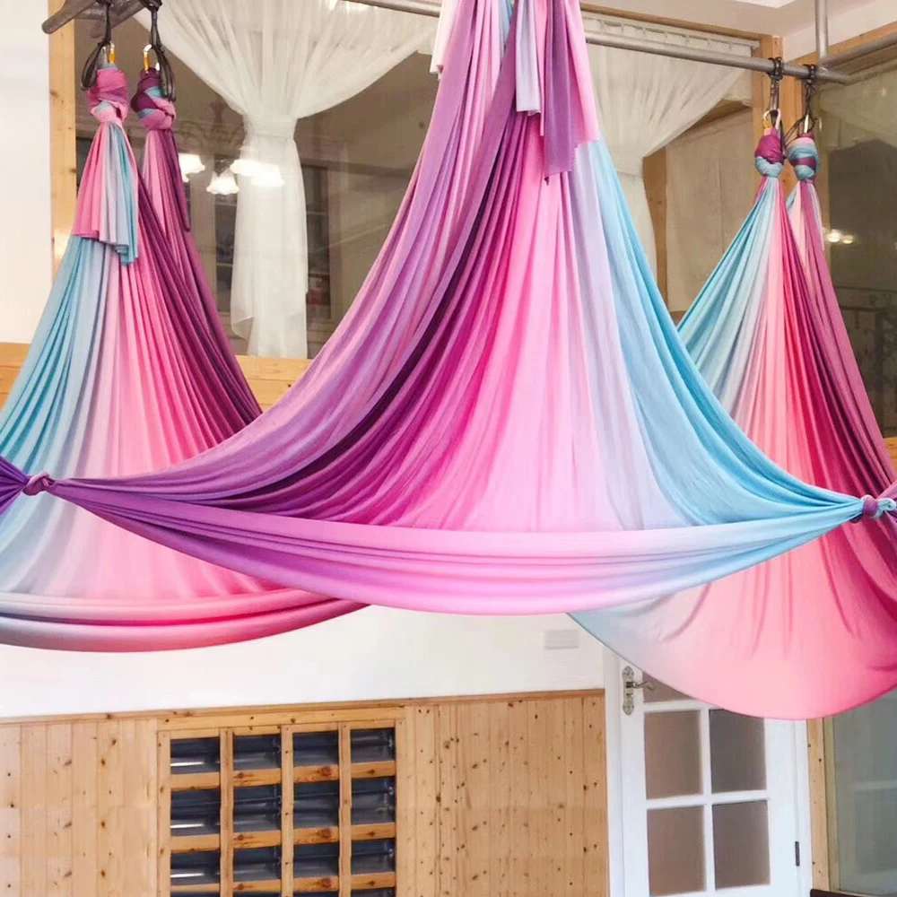 6 Meter Aerial Yoga Hammock Faric High Quality Gradational ColorsAerial Silks medium Stretch Anti Gravity Yoga Equipment FITNESS