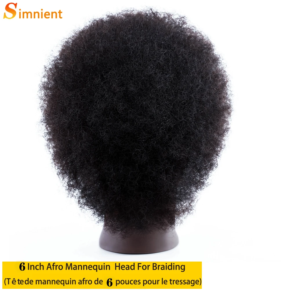 Afro Mannequin Heads With 100% Human Hair Hairdresser Training Head Manikin Cosmetology Doll Head For Practice Styling Braiding