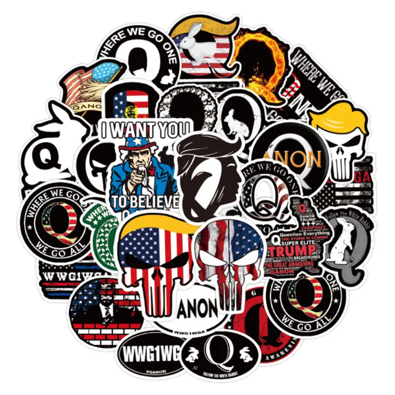 10/30/50Pcs Trump Qanon Graffiti Waterproof Skateboard Travel Suitcase Phone Laptop Luggage Stickers DIY Kids Girl Toys