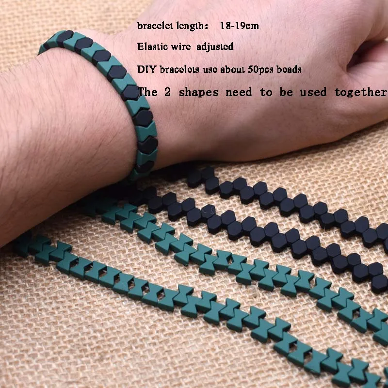 Rubber Color 7x5.5x3mm Two Holes Natural Stone Hematite Beads Loose Spacer Beads For Jewelry Making DIY Bracelet