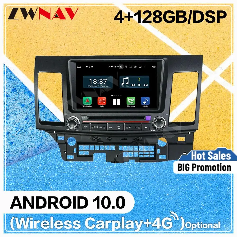 128G Carplay Android 10 DVD Player for Mitsubishi Lancer 2006 2007 2008 2009 2010 2011 2012 GPS Navi Auto Radio Stereo Head unit