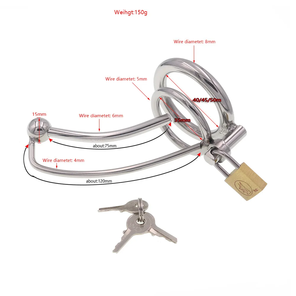 Male Urethra Plug Cock Cage Stainless Steel Catheter Dilator Penis Ring Scrotum Bondage Chasity Lock Masturbator Sex Toy for Men