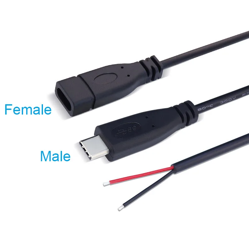 2Pin 4Pin Type C Male/Female to bare open end 2 core 4 cores Usb data quick charging cable