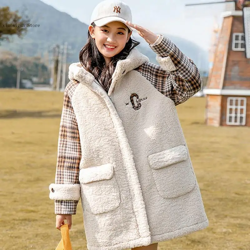 

Women Loose Casual Elegant Wool Coats Solid Lady Jacket Korean Fashion Long Sleeves Overwear Winter Warm Fur Long Coats